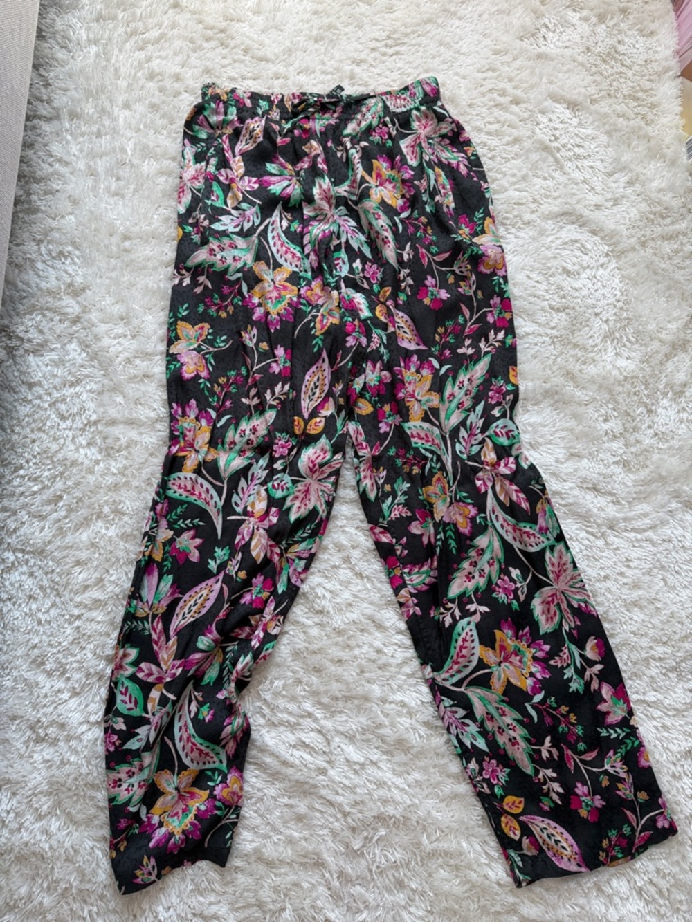 Isabel Marant Women's Black Floral Wide-Leg Pants
